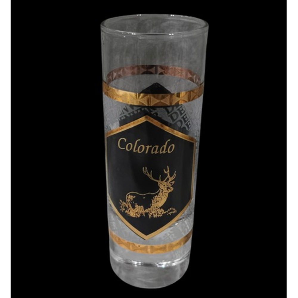 Vintage Culver 22K Gold Overlay Denver Colorado Tall Shot Glass USA Made